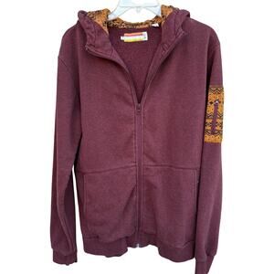 SLVDR Maroon Zip Patterned Hoodie Size Mens Large